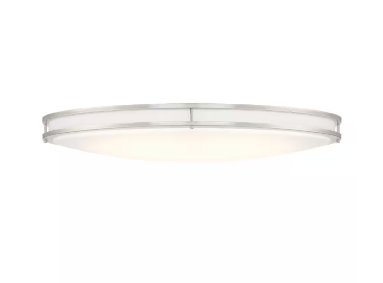 Commercial Electric Commercial Electric 32 in. Modern Brushed Nickel Dimmable Integrated LED Flush Mount Ceiling Light