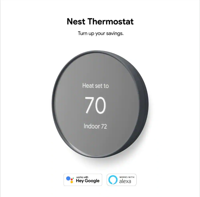 Google Nest Thermostat - Smart Programmable Wi-Fi Thermostat - Charcoal