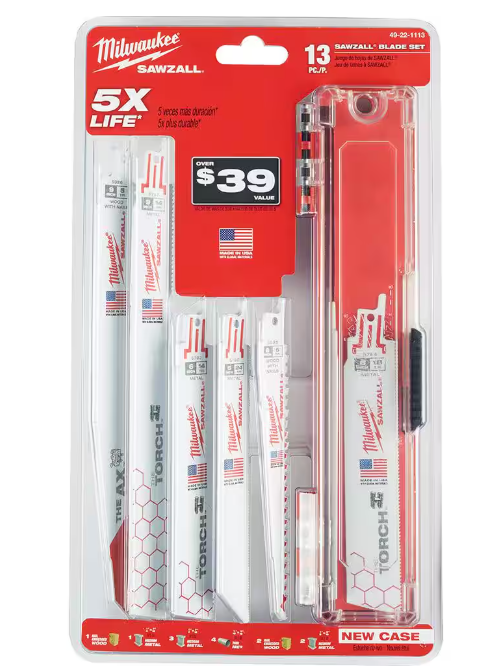 Milwaukee SAWZALL Demolition Nail-Embedded Wood and Metal Cutting Bi-Metal Reciprocating Saw Blade Set (13 Piece)