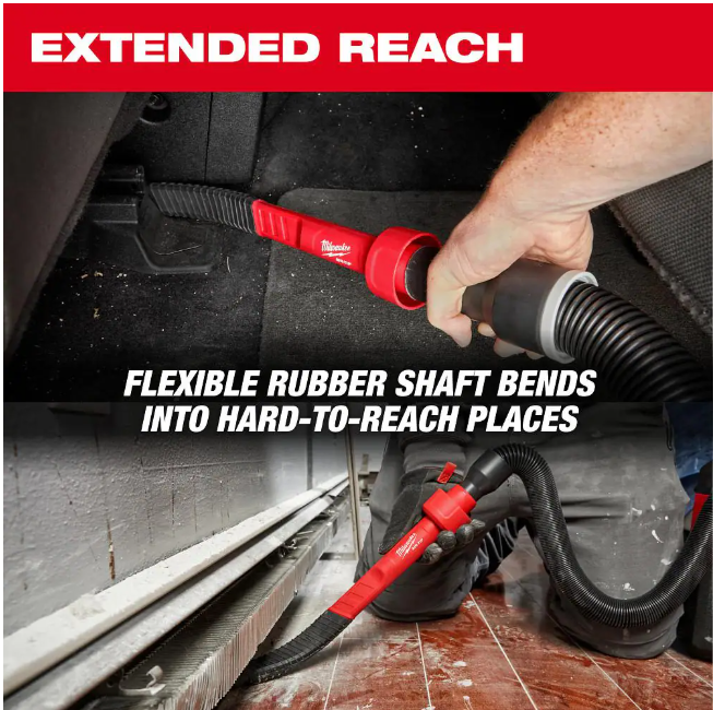 Milwaukee AIR-TIP 1-1/4 in. - 2-1/2 in. Flexible Long Reach Crevice Tool Attachment For Wet/Dry Shop Vacuums (1-Piece)