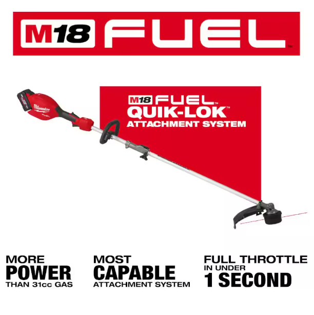 Milwaukee M18 FUEL 18V 16 in. Brushless Cordless Battery Powered String Trimmer w/QUIK-LOK Attachment Capability & 6.0 Ah Battery