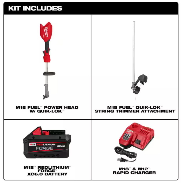 Milwaukee M18 FUEL 18V 16 in. Brushless Cordless Battery Powered String Trimmer w/QUIK-LOK Attachment Capability & 6.0 Ah Battery