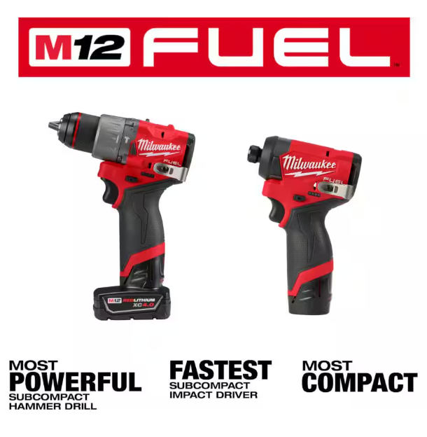 Milwaukee 3497-22 Cordless Hammer Drill/Impact Driver Combo Kit w/ Batteries NEW