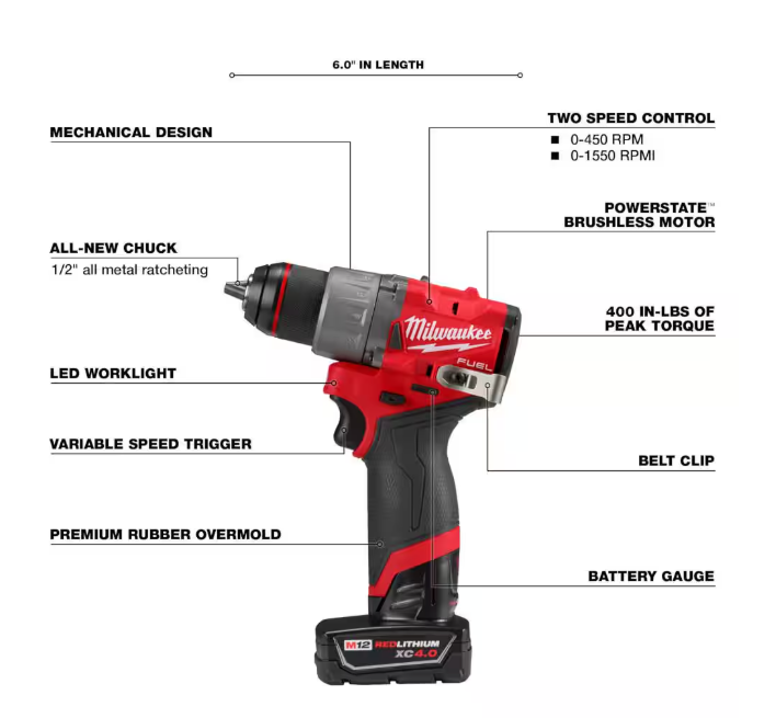 Milwaukee 3497-22 Cordless Hammer Drill/Impact Driver Combo Kit w/ Batteries NEW