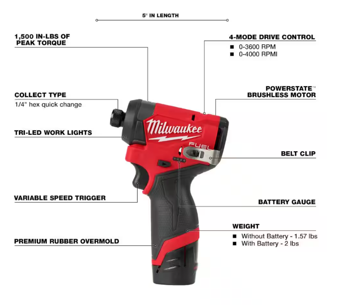 Milwaukee 3497-22 Cordless Hammer Drill/Impact Driver Combo Kit w/ Batteries NEW