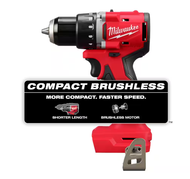 Milwaukee M18 18V Lithium-Ion Brushless Cordless 1/2 in. Compact Drill/Driver (Tool, Charger & Bag)-Only)