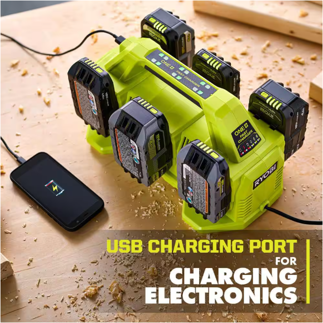 RYOBI ONE+ 18V 6-Port Fast Charger