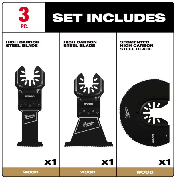 Milwaukee Multi-Tool Oscillating Wood Cutting Blade Kit (3-Piece)