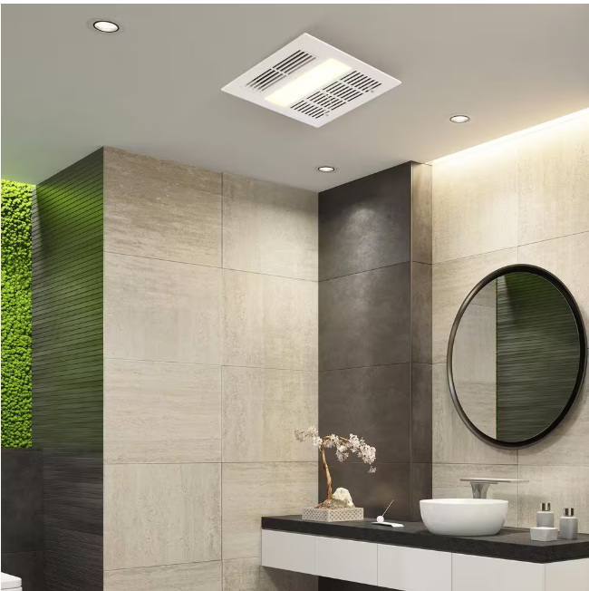 SKYSHALO 110 CFM Bathroom Exhaust Fan 1500-Watt Heating Energy-Saving Bathroom Ceiling Fan, Low Noise Operation, Energy-Saving