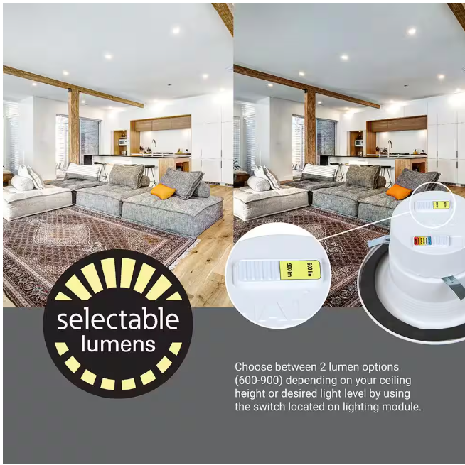 HALO RL4 Series 4-inch recessed LED retrofit module Selectable CCT and Lumens, Integrated LED Matte white