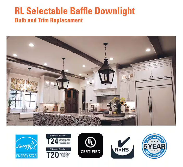 HALO RL4 Series 4-inch recessed LED retrofit module Selectable CCT and Lumens, Integrated LED Matte white