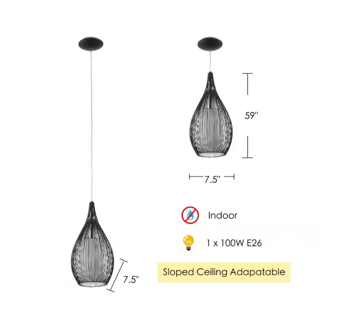 Eglo Razoni 7.50 in. W x 59 in. H 1-Light White Pendant Light with Opal Satin Glass Shade