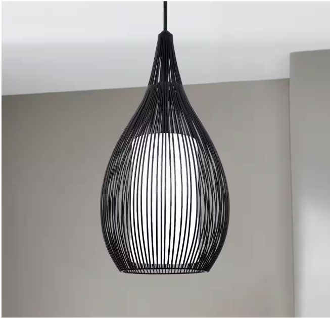 Eglo Razoni 7.50 in. W x 59 in. H 1-Light White Pendant Light with Opal Satin Glass Shade