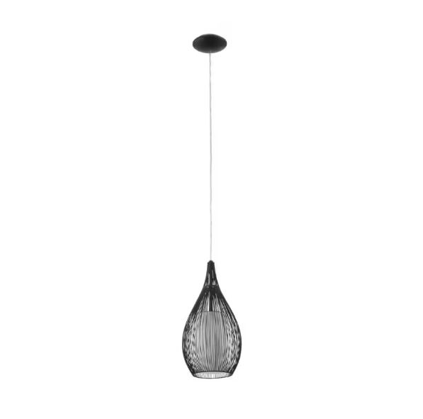 Eglo Razoni 7.50 in. W x 59 in. H 1-Light White Pendant Light with Opal Satin Glass Shade