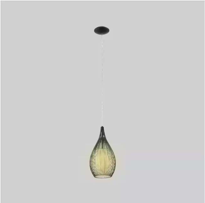 Eglo Razoni 7.50 in. W x 59 in. H 1-Light White Pendant Light with Opal Satin Glass Shade