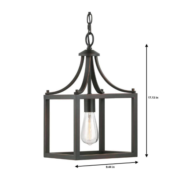 Hampton Bay Boswell Quarter 9-1/2 in. 1-Light Distressed Black Farmhouse Mini-Pendant Kitchen Light
