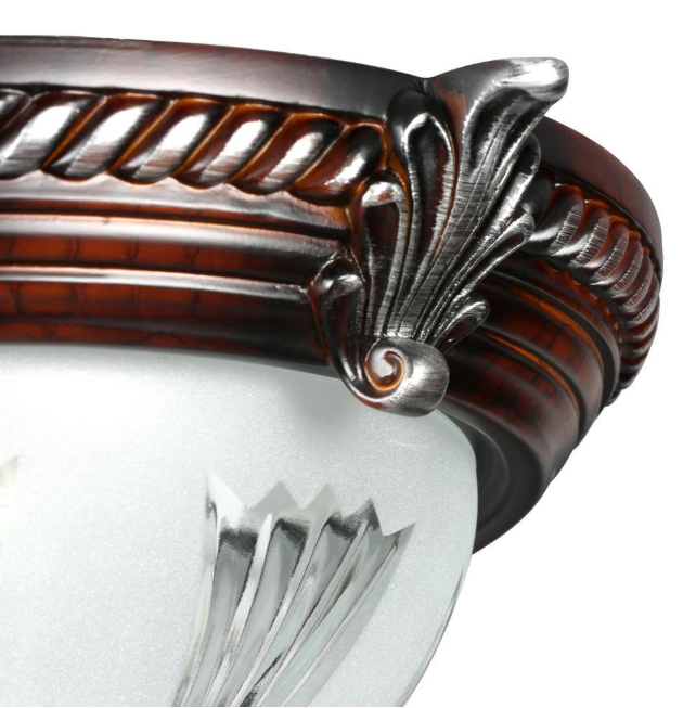 Hampton Bay Bercello Estates 15 in. Traditional 2-Light Volterra Bronze Dimmable Flush Mount Ceiling Light with Etched Glass Shade