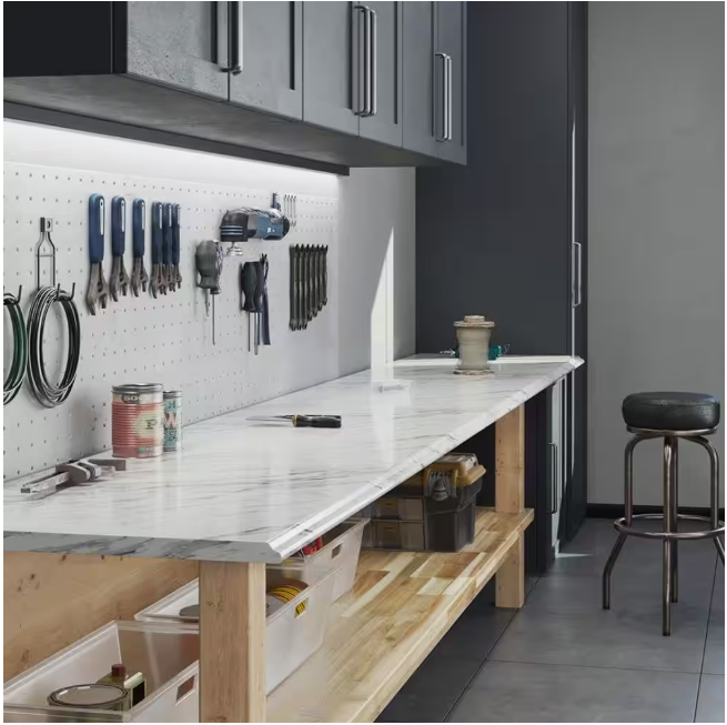 Hampton Bay Calcutta Marble Endsplash Kit for Laminate Countertop with Full-Wrap Ogee Edge and Loose Backsplash