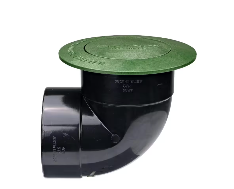 NDS Pop-Up Drainage Emitter with Elbow for 4 in. Drain Pipes, Green Plastic