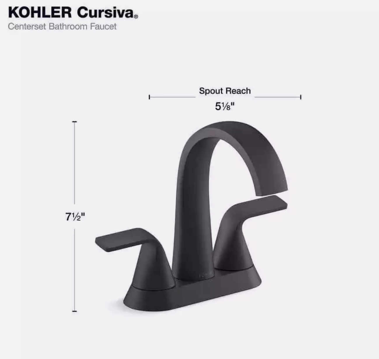 KOHLER Cursiva 4 in. Centerset Double Handle Bathroom Faucet in Matte Black