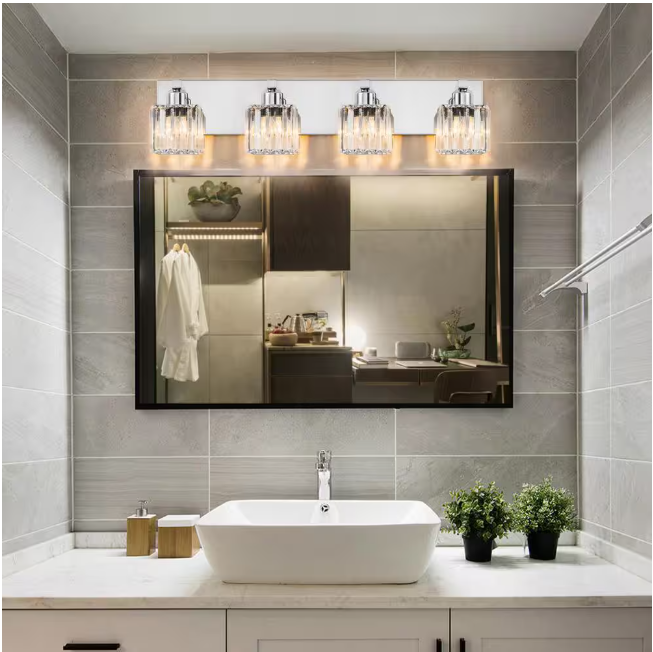 EDISLIVE Orillia 27.5 in. 4-Light Chrome Bathroom Vanity Light with Crystal Shades