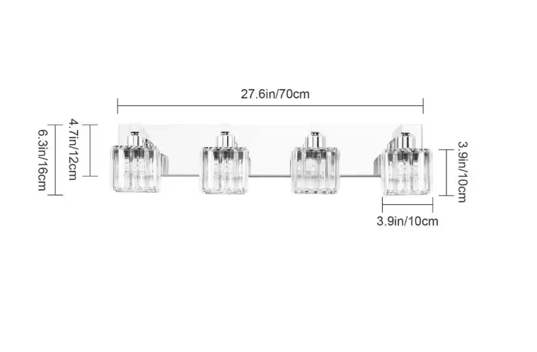 EDISLIVE Orillia 27.5 in. 4-Light Chrome Bathroom Vanity Light with Crystal Shades