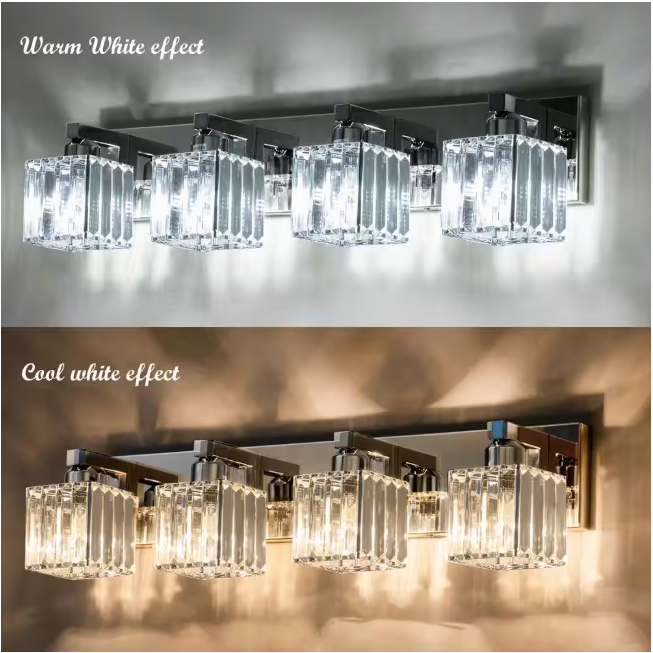 EDISLIVE Orillia 27.5 in. 4-Light Chrome Bathroom Vanity Light with Crystal Shades