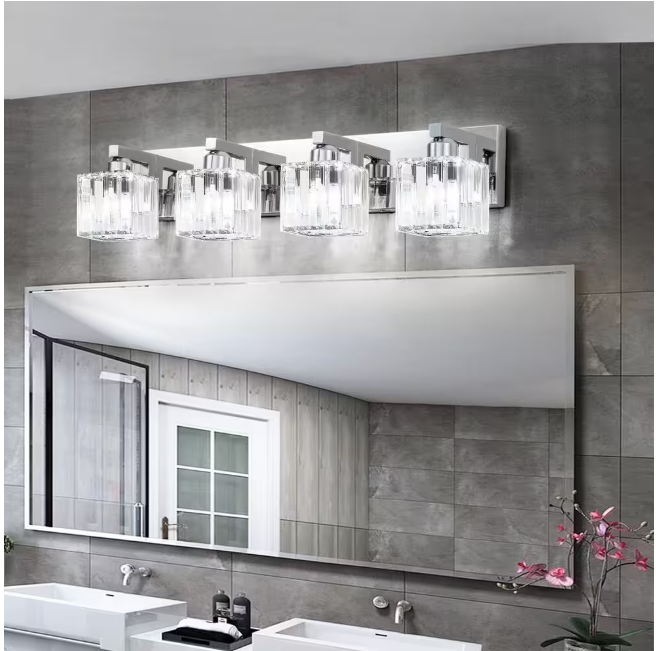 EDISLIVE Orillia 27.5 in. 4-Light Chrome Bathroom Vanity Light with Crystal Shades