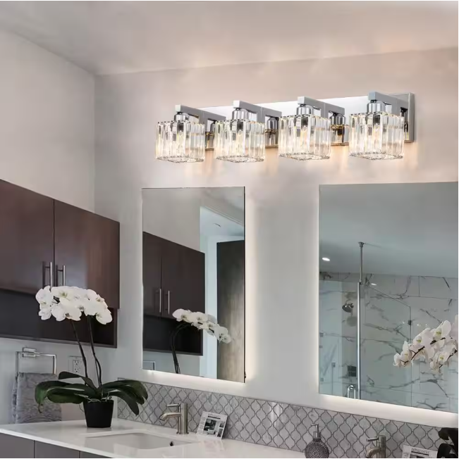 EDISLIVE Orillia 27.5 in. 4-Light Chrome Bathroom Vanity Light with Crystal Shades