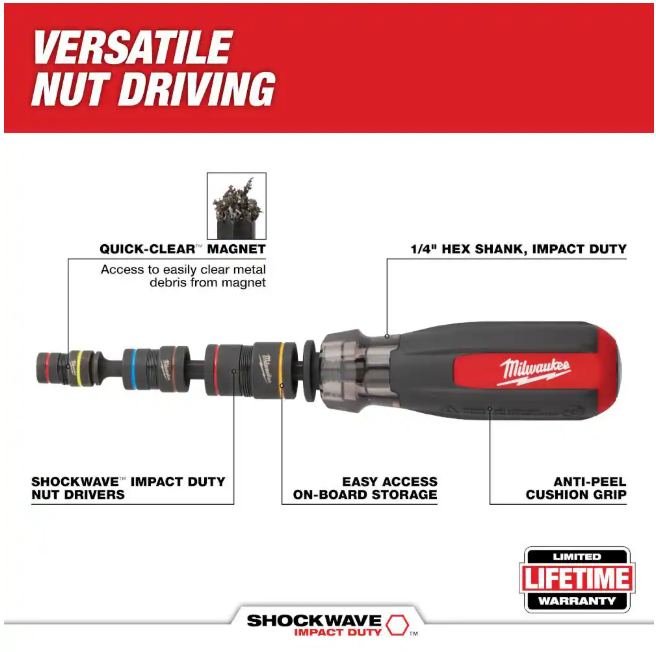 Milwaukee Multi-Nut Driver with SHOCKWAVE Impact Duty Magnetic Nut Drivers