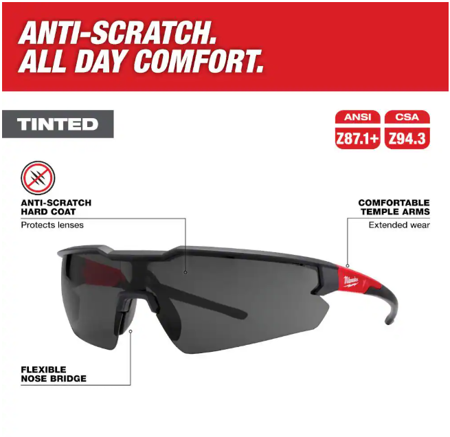 Milwaukee Tinted Safety Glasses Anti-Scratch Lenses (3-Pack)