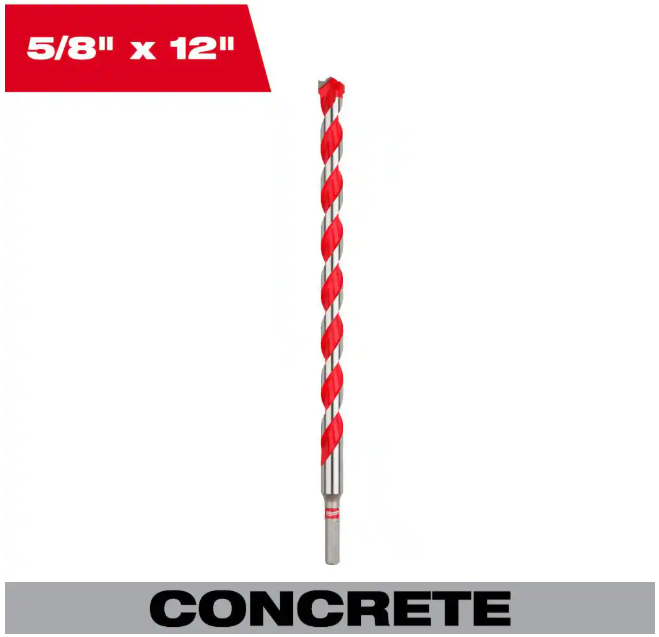 Milwaukee 5/8 in. x 10 in. x 12 in. Carbide Hammer Drill Bit