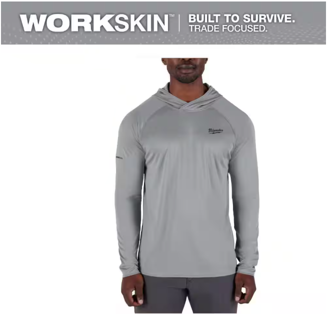 Milwaukee Men's WORKSKIN Gray 2X-Large Hooded Sun Shirt