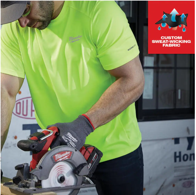 Milwaukee Men's Large Hi-Vis GEN II WORKSKIN Light Weight Performance Short-Sleeve T-Shirt