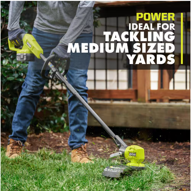 RYOBI ONE+ 18V 13 in. Cordless Battery String Trimmer/Edger with 4.0 Ah Battery and Charger