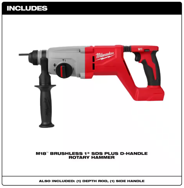 Milwaukee M18 18V Lithium-Ion Brushless Cordless 1 in. SDS-Plus D-Handle Rotary Hammer (Tool-Only)
