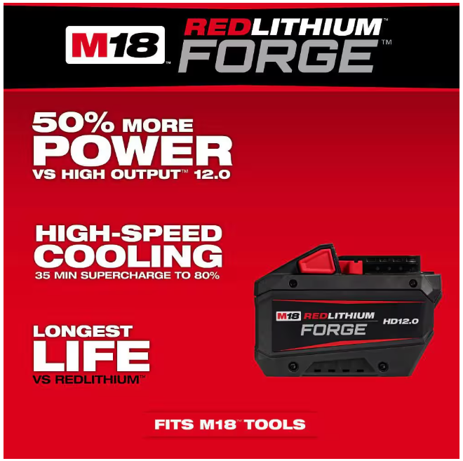 Milwaukee M18 18V Lithium-Ion REDLITHIUM FORGE HD 12.0 Ah Battery Pack