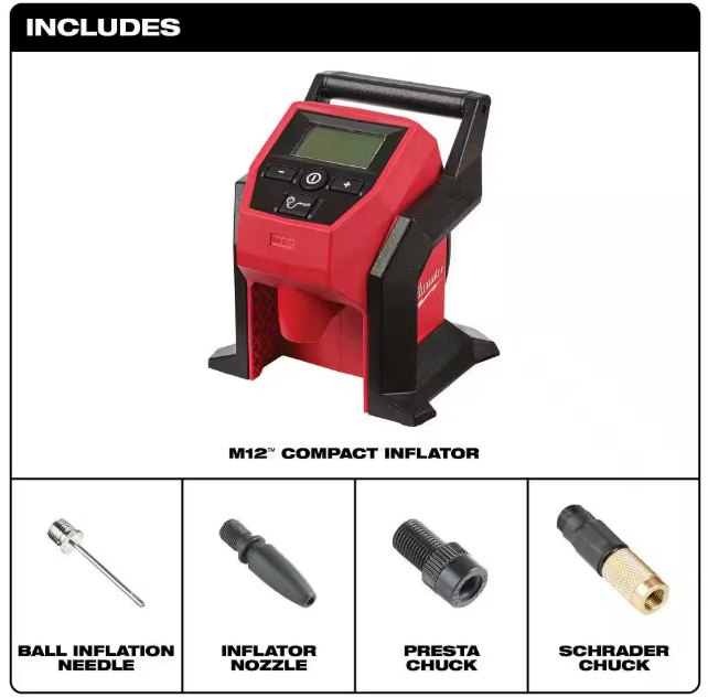 Milwaukee M12 12-Volt Lithium-Ion Cordless Electric Portable Inflator (Tool-Only)