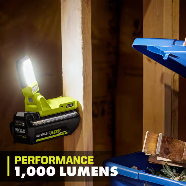 RYOBI 40V Cordless Battery Topper LED Work Light (Tool Only)