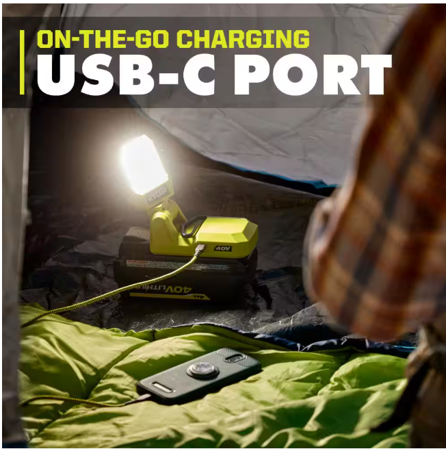 RYOBI 40V Cordless Battery Topper LED Work Light (Tool Only)