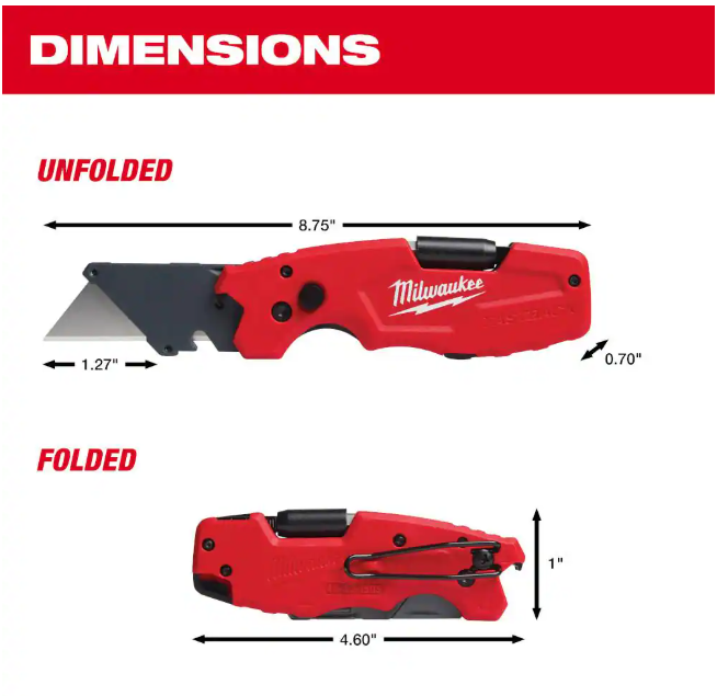 Milwaukee FASTBACK 6-in-1 Folding Utility Knives with General Purpose Blade