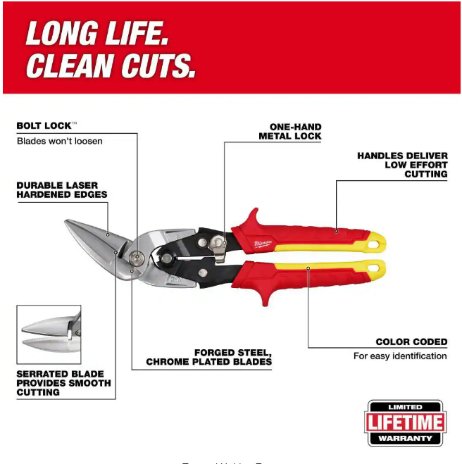 Milwaukee 10 in. Straight-Cut Offset Aviation Snips