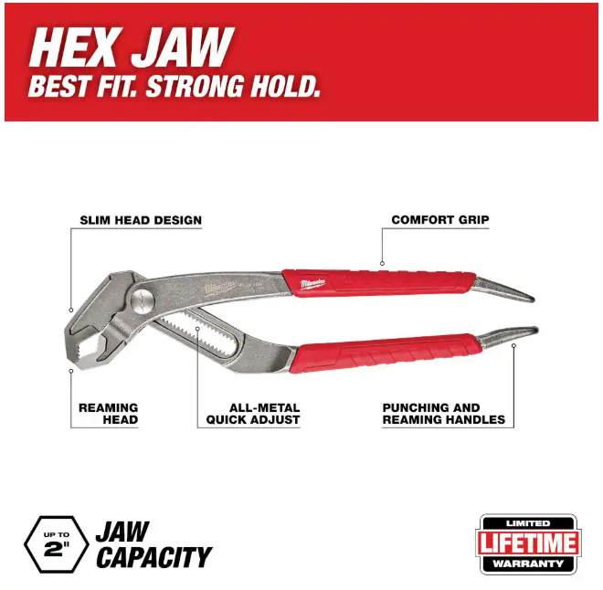 Milwaukee 10 in. V-Jaw Pliers with Comfort Grip and Reaming Handles