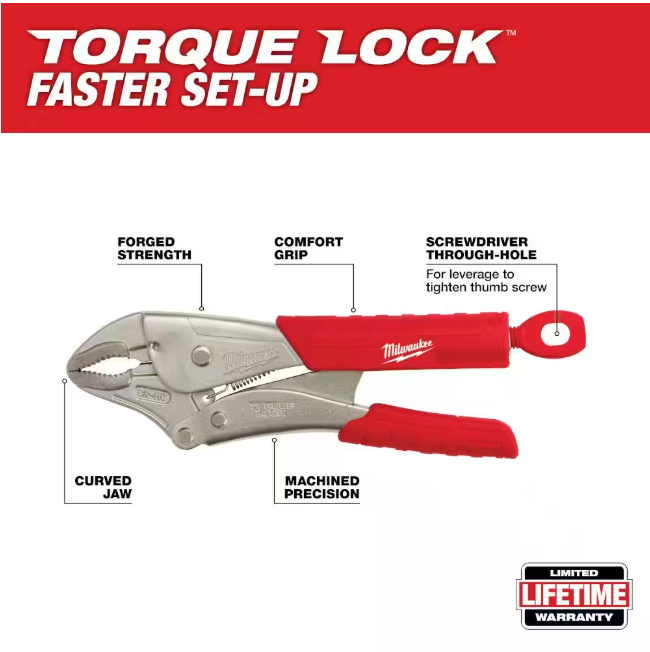 Milwaukee 10 in. Torque Lock Curved Jaw Locking Pliers with Durable Grip