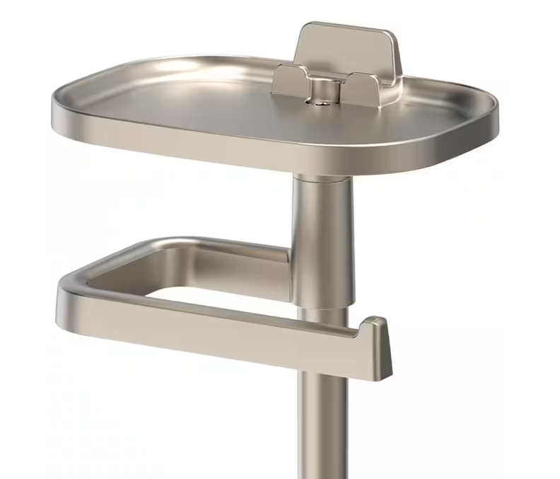Delta Freestanding Toilet Paper Holder with Shelf and Reserve in Flat Nickel