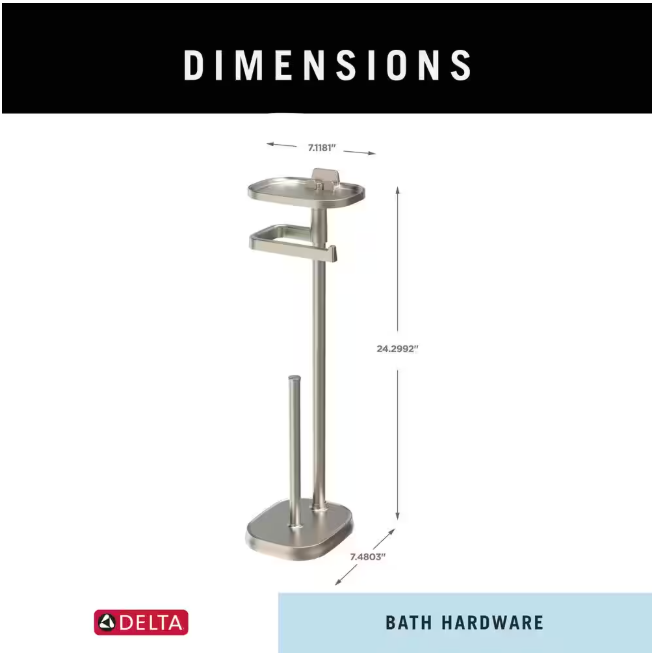 Delta Freestanding Toilet Paper Holder with Shelf and Reserve in Flat Nickel