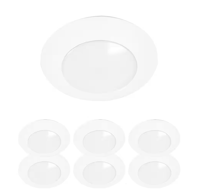HALO HLCE 6 in. 3000K Integrated LED Recessed Light Trim (6-Pack), Title 20 Compliant
