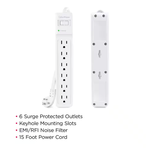 CyberPower 15 ft. 6-Outlet Cord 1500J Surge Protector