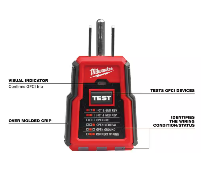 Milwaukee Non-Contact Voltage and GFCI Receptacle Premium Test Kit