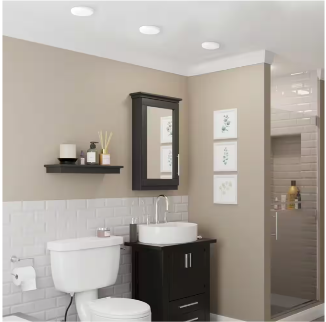 Commercial Electric Trimless Integrated LED 6 in Round Adjustable Color Temp Canless Recessed Light for Kitchen Bathroom Livingroom, White (4-Pack)